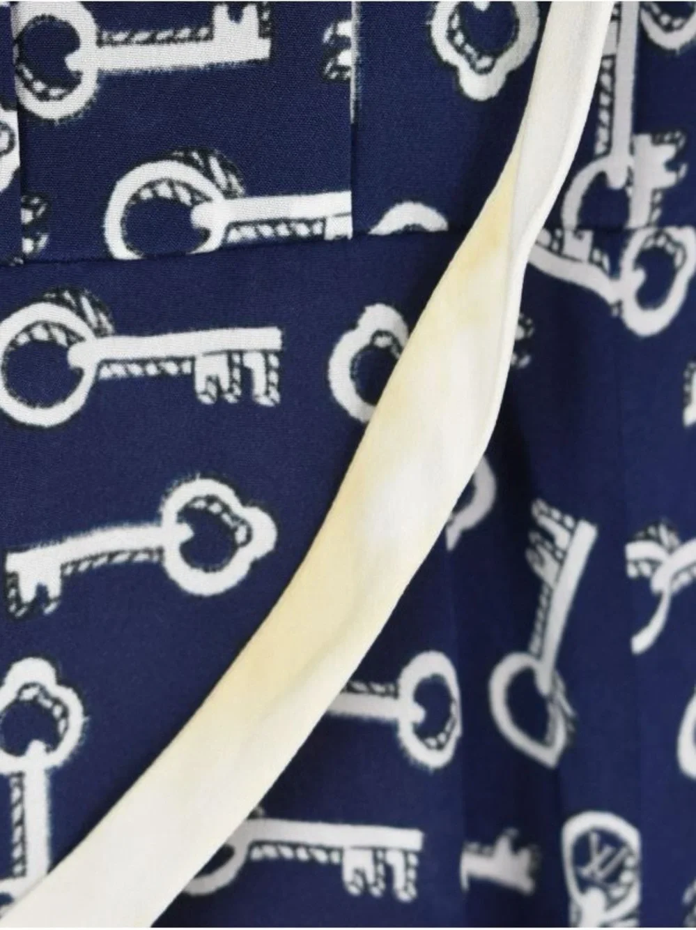 Louis Vuitton Navy and White Key-Print Sailor Collar Kids Dress